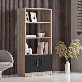 Hanah Home Vo4-Ob Estantería Roble y Negro